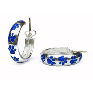 Hidalgo Blue Enamel Paw Print Earrings