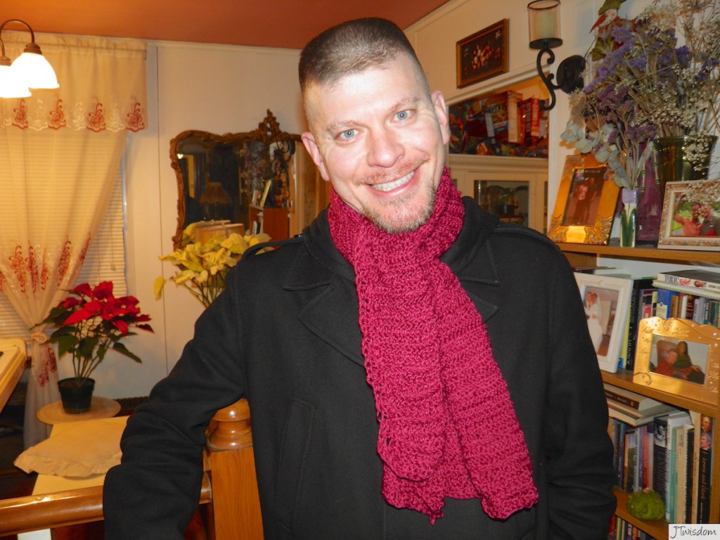 Hubby modeling the scarf