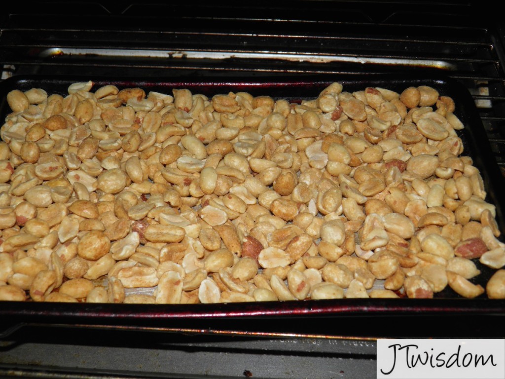 Warming roasted peanuts