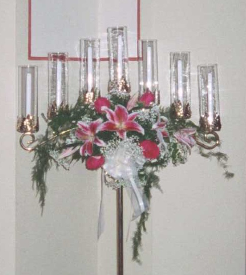 Flowers on candle stands