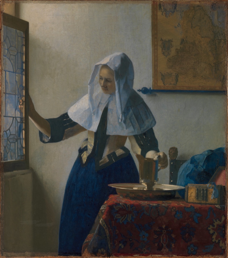 Johannes Vermeer (Dutch, Delft 1632–1675 Delft). Young Woman with a Water Pitcher, ca. 1662. Oil on canvas, 18 x 16 in. (45.7 x 40.6 cm). The Metropolitan Museum of Art, New York, Marquand Collection, Gift of Henry G. Marquand, 1889 (89.15.21)
